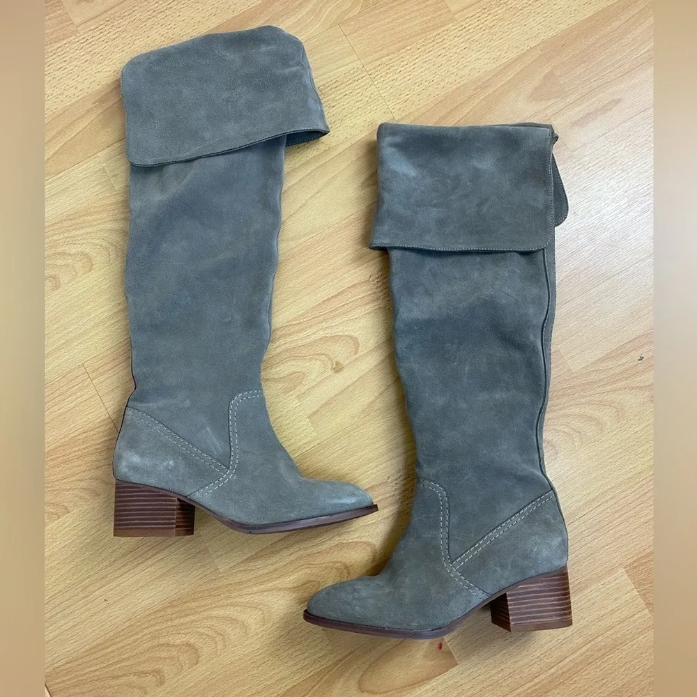 ANTHROPOLOGIE Liendo by Seychelles Over The Knee Suede Boots in Taupe size 7